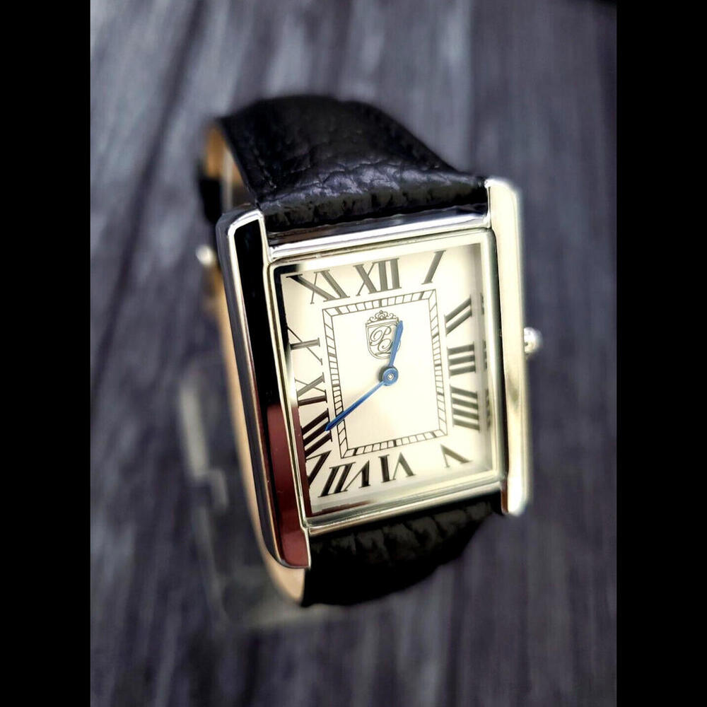 Iconic Pierre Lucerne 1888 Men Classic Tank Watch Black Band - Picture 5 of 16